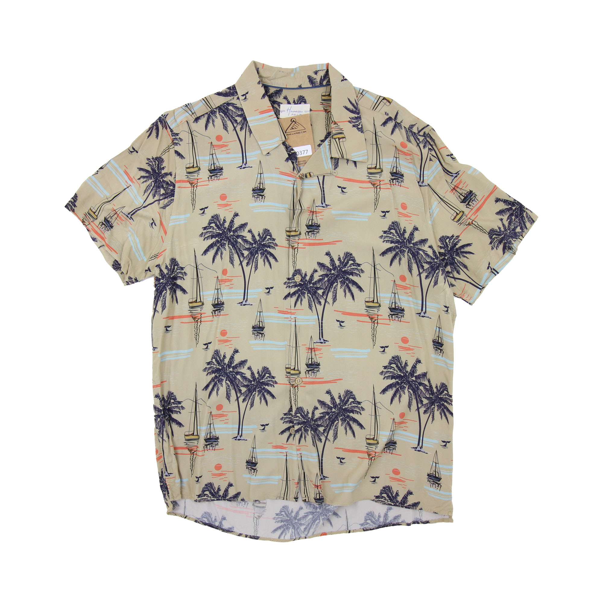 Hawaiian Pullin Short Sleeve Shirt Brown - L | H0377